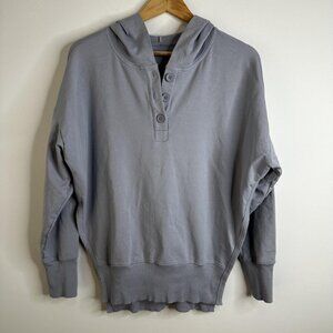Universal Standard Hoodie Womens XS Gray Pullover Henley Pima Cotton Blend Top